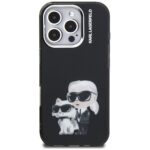 Case Karl Lagerfeld IML Aquarelle Karl   & Choupette & Logo for iPhone 16 Pro Max black - imagine 3