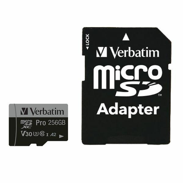 cps-9b14138dee794036b34f27eff2663973-2025-12-07-09-28-24 Verbatim 256GB microSD Card + Adapter Pro U3 black 47045 - imagine 1