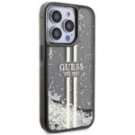 Guess GUHCP15LLFCSEGK iPhone 15 Pro 6.1" black hardcase Liquid Glitter Gold Stripes - imagine 4