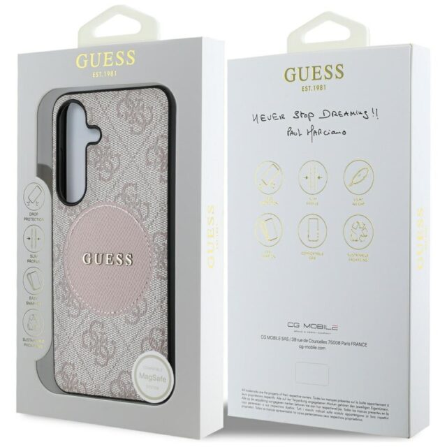 Case Guess 4G Round Patch Classic Logo MagSafe to Samsung Galaxy S25 pink - imagine 8