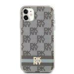 DKNY DKHMN61HCPTSE iPhone 11 / Xr 6.1 inch beige hardcase IML Checkered Mono Pattern & Printed Strip - imagine 3