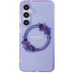 Guess GUHMS24SHFWFCU S24 S921 purple hardcase IML Flowers Wreath MagSafe - imagine 3