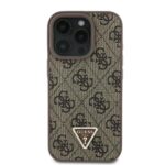 Guess GUHCP16XP4TDPW iPhone 16 Pro Max 6.9" brown hardcase Leather 4G Triangle Strass MagSafe - imagine 3