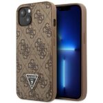 Guess GUHCP13MP4TPW iPhone 13 / 14 / 15 6.1" brown hardcase 4G Triangle Logo Cardslot