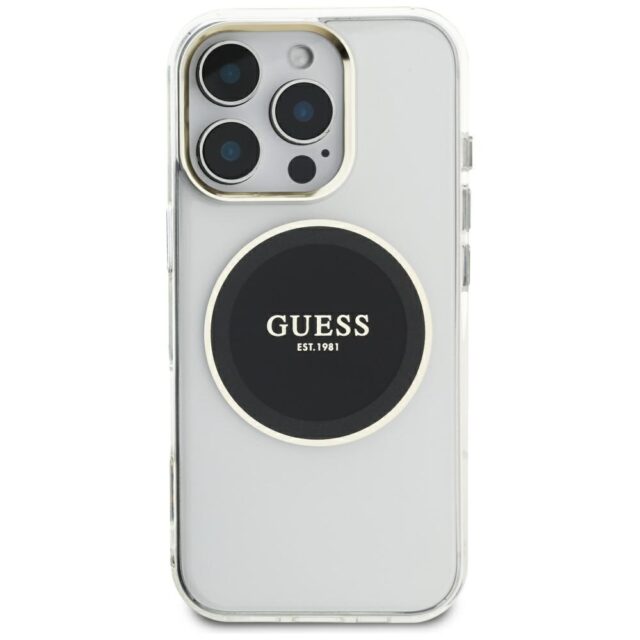 Case Guess IML Metal Colored Circle Classic Logo MagSafe for iPhone 16 Pro Max black - imagine 3