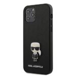 Karl Lagerfeld KLHCP12MIKMSBK iPhone 12/12 Pro 6,1" black hardcase Saffiano Ikonik Metal