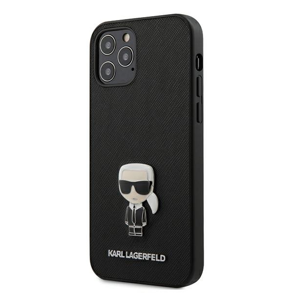 cps-9beee5bfa831a61328eedc0c1022ca66-2025-12-06-17-21-20 Karl Lagerfeld KLHCP12MIKMSBK iPhone 12/12 Pro 6,1" black hardcase Saffiano Ikonik Metal - imagine 1