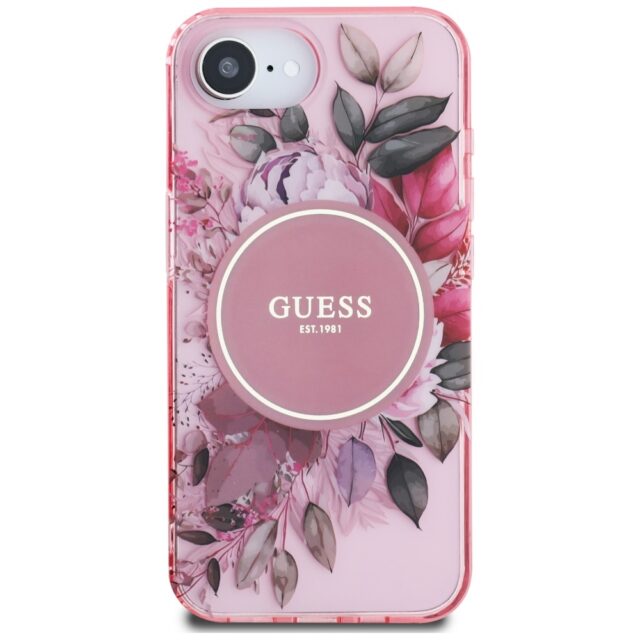 Case Guess IML Flowers MagSafe for iPhone 16e pink - imagine 3