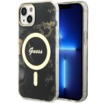 Guess GUHMP14SHTMRSK iPhone 14 / 15 / 136.1" black hardcase Golden Marble MagSafe