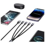 USAMS Cable 4in1 2xUSB-C/Lightning/MicroUSB 15W 1.2m Aluminum Alloy Data Cable Sufeng Series SJ739US - imagine 6