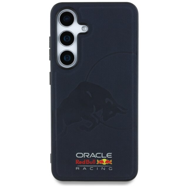 Case Red Bull Leather Meshed Debossed Bull MagSafe for Samsung Galaxy S25 navy - imagine 3