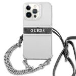 Guess GUHCP13LKC4GBSI iPhone 13 Pro / 13 6,1" Transparent hardcase 4G Grey Strap Silver Chain - imagine 3
