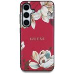 Case Guess Grained Printed Flower Pattern MagSafe for Samsung Galaxy S25 fuchsia - imagine 3