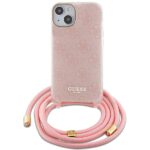 Guess GUHCP15SHC4SEP iPhone 15 / 14 / 13 6.1" pink hardcase Crossbody Cord 4G Print - imagine 2
