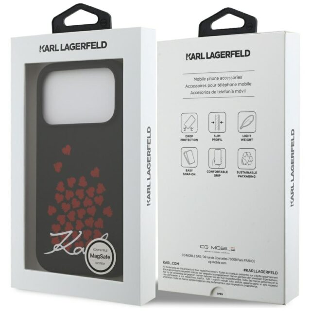Karl Lagerfeld Silicone Heart Sign Logo MagSafe Case for iPhone 17 Pro Black - imagine 8