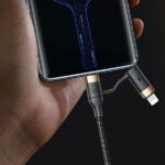 USAMS braided cable U62 2xUSB-C/USB-A/Lightning 1.2m PD Fast Charge black SJ483USB01 (US-SJ483) - imagine 6