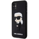 Karl Lagerfeld KLHCN613DRKINK iPhone 11/ Xr 6.1" black hardcase Rubber Ikonik 3D - imagine 2