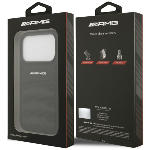 Case AMG Leather Debossed Lines Logo for iPhone 17 Pro black - imagine 8