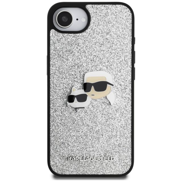 Case Karl Lagerfeld Fixed Glitter Ikonik Metal Pin for iPhone 16e silver - imagine 3