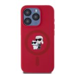 Karl Lagerfeld KLHMP15LSCMKCRHR iPhone 15 Pro 6.1" red hardcase Silicone Karl&Choupette Heads Ring - imagine 3