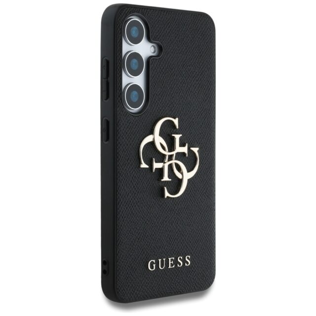 Case Guess Grained Big 4G Logo Small Classic Logo to Samsung Galaxy S25 Plus black - imagine 4