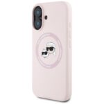 Case Karl Lagerfeld Silicone Double Heads And Circle MagSafe for iPhone 16 pink - imagine 2