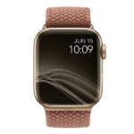 UNIQ Aspen Strap Apple Watch 44/42/45 mm Series 1/2/3/4/5/6/7/8/SE/SE2/SE3 Braided grapefruit pin - imagine 2