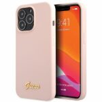 Guess GUHCP13XLSLMGLP iPhone 13 Pro Max 6.7" light pink hardcase Silicone Script Gold Log