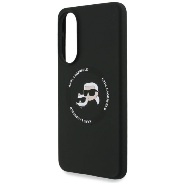 Case Karl Lagerfeld Silicone Double Heads And Circle MagSafe for Samsung Galaxy S25 Edge black - imagine 6