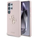 Case Guess Silicone Big 4G Logo Bottom Script Samsung Galaxy S25 Ultra pink