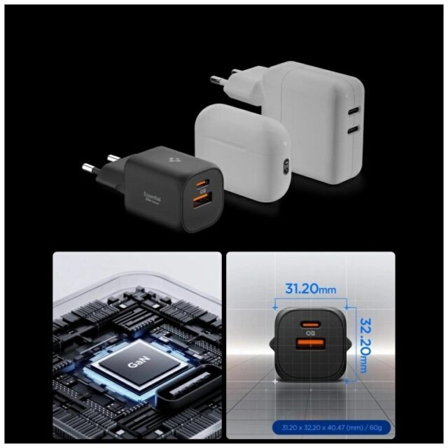 Ładowarka sieciowa Spigen Essential       EE352EU 35W USB-C/USB-A czarny - imagine 5