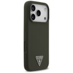Case Guess Silicone Triangle Logo MagSafe for iPhone 17 Pro khaki - imagine 4