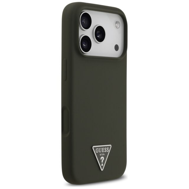 Case Guess Silicone Triangle Logo MagSafe for iPhone 17 Pro khaki - imagine 4