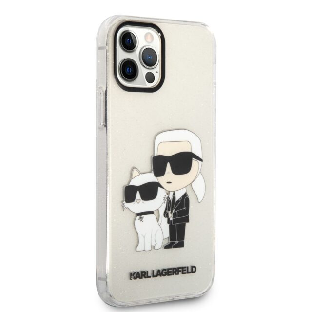 Karl Lagerfeld KLHCP12MHNKCTGT iPhone 12/12 Pro 6,1" transparent hardcase Gliter Karl&Choupette - imagine 4