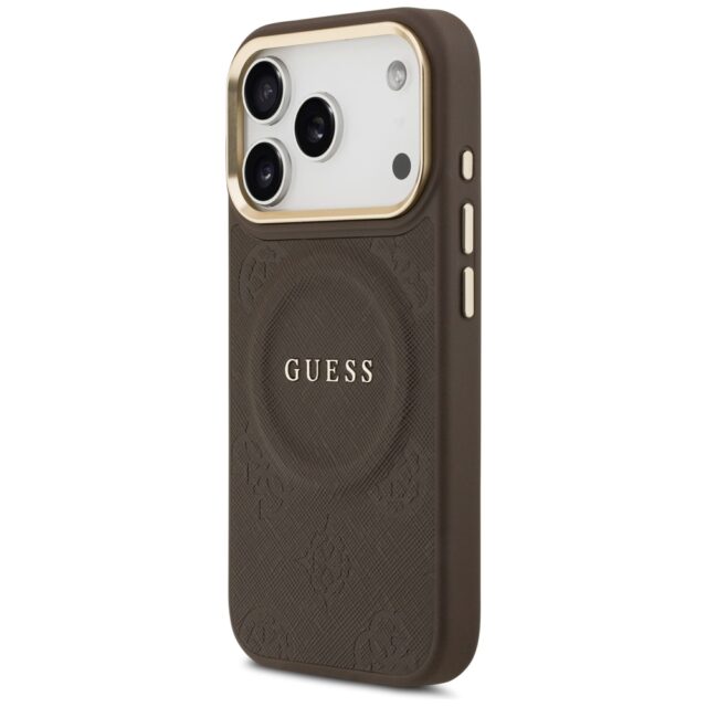 Case Guess Peony Hot Stamp MagSafe for iPhone 17 Pro brown - imagine 2