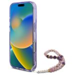 Guess GUHMP16LHFWBRCESU iPhone 16 Pro 6.3" purple hardcase IML Flowers With Pearl Strap Mag - imagine 4