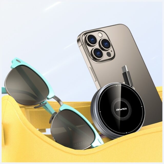 Induction Charger 3-in-1 AWEI W27 15W with USB-C cable Fast Charging black - imagine 5