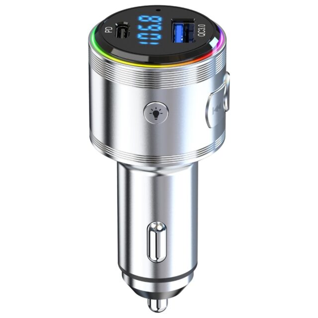 3MK Hyper Car Power Transmitter 48W QC PD PPS USB-C/USB-A with Audio Transmitter Silver - imagine 6