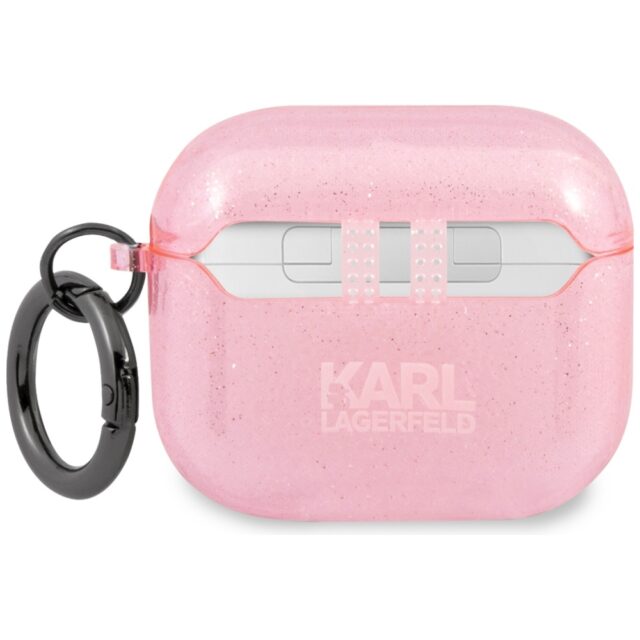 Karl Lagerfeld KLA3UCHGP AirPods 3 cover pink Glitter Choupette - imagine 2