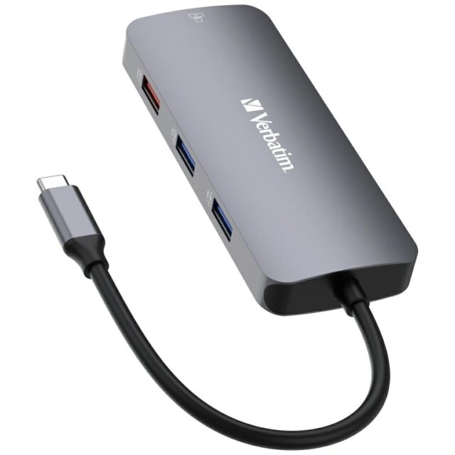Verbatim Adapter Hub USB-C - HDMI/3xUSB-A/SD/microSD/2xUSB-C/Eternet aluminum 32152 - imagine 2