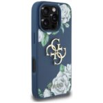 Case Guess Grained Roses Big 4G logo for iPhone 16 Pro Max blue - imagine 4