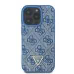 Guess GUHCP16XP4TDSCPB iPhone 16 Pro Max 6.9" blue hardcase Leather Metal Logo Strass Cross - imagine 3