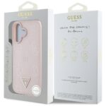 Case Guess Grained Hot Stamp Peony Triangle Logo MagSafe for iPhone 16 pink - imagine 8