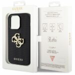 Guess GUHCP15LPSP4LGK iPhone 15 Pro 6.1" black hardcase Leather Perforated 4G Glitter Logo - imagine 8