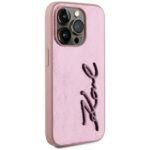 Case Karl Lagerfeld Wrinkled Metal Signature for iPhone 15 Pro pink - imagine 4
