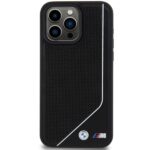 Case BMW BMHMP15L23PUCPK iPhone 15 Pro 6.1" black hardcase Perforated Twisted Line MagSafe - imagine 3