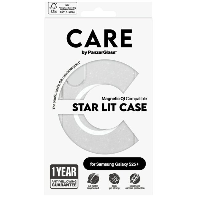 CARE by PanzerGlass Flagship Urban Combat StarLight White QI Case for Samsung Galaxy S25+ Transparen - imagine 4