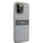 DKNY DKHCP14LPRTHSLE iPhone 14 Pro 6.1" beige hardcase Leather Mono Stripe & Metal Logo - imagine 4
