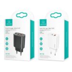 USAMS Wall Charger 1xUSB-C + 1xUSB T35 20W (only head) PD3.0 + QC3.0 Fast Charging black CC121TC02 - imagine 6