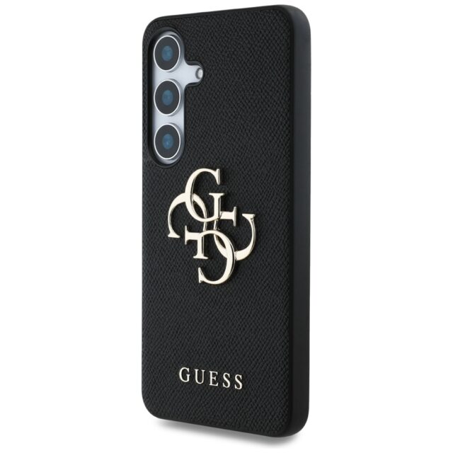 Case Guess Grained Big 4G Logo Small Classic Logo to Samsung Galaxy S25 Plus black - imagine 2
